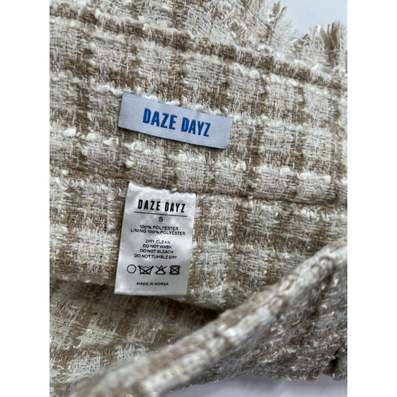 Daze Dayz Mia Tweed Mini Skirt in Cream - Picture 6 of 6